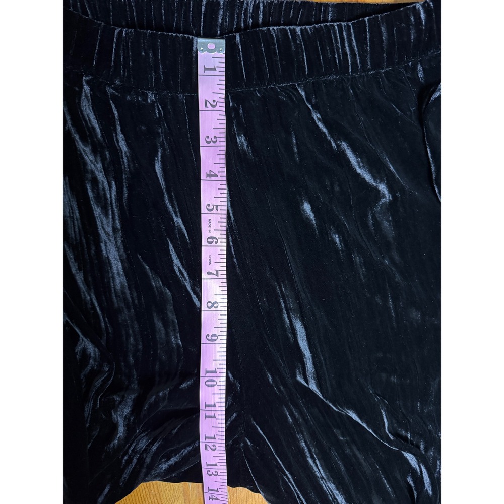 Eileen Fisher Black Crushed Velvet Wide Leg Pants High Rise Elastic Waist S/P - Picture 5 of 6